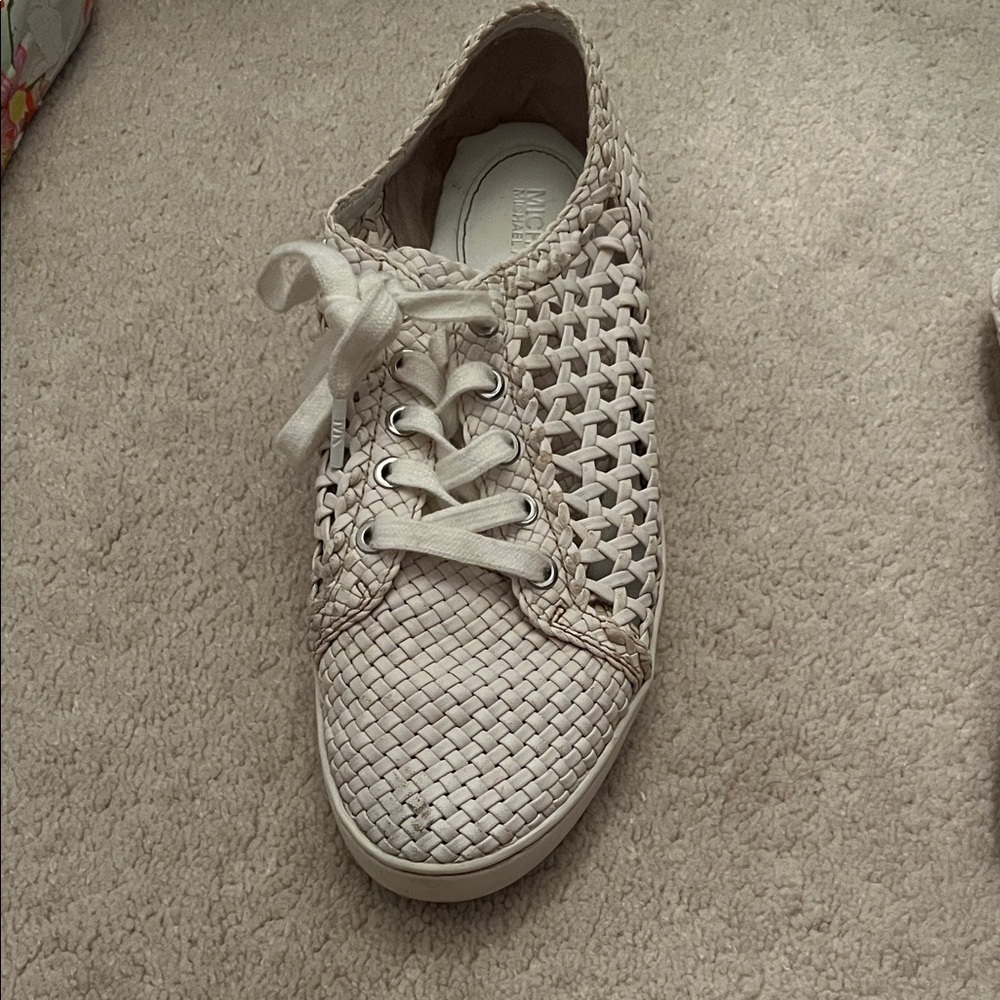 Michael Kors Cream Woven Lace-Up Sneaker